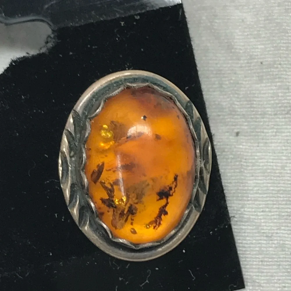 Vintage Genuine Antique Baltic Amber Earrings in Sterling - Picture 8 of 9